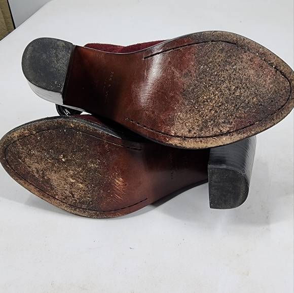 Rag & Bone Wyatt Suede Open Toe Ankle Strap Heel Sandals Burgundy 7.5 37.5 - Picture 6 of 6